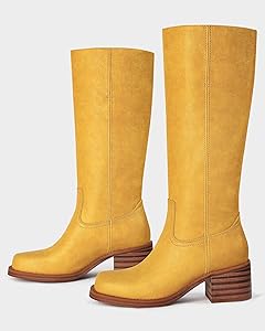 靴 YELLO CAFFEINE LONG BOOTS S Yellow leather boots with laces – UBE STUDIO ARCHIVE